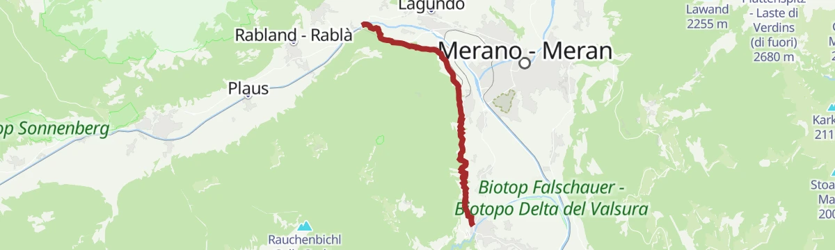 Route map: Il sentiero della roggia di Marlengo, il più lungo dell’Alto Adige